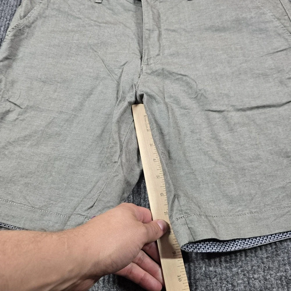 Ted Baker Shorts Mens 36 Gray Olive Stretch Chino Flat Front Casual 9"‎ Inseam - Picture 8 of 12